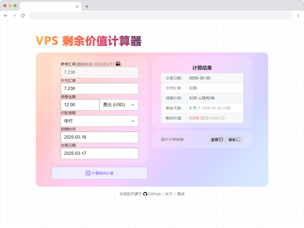 VPS 剩余价值计算器